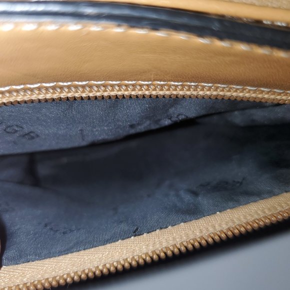 Y2K Patchwork Handbag Faux Leather Tan Black Brown Retro Revival Colourblock - Picture 8 of 9